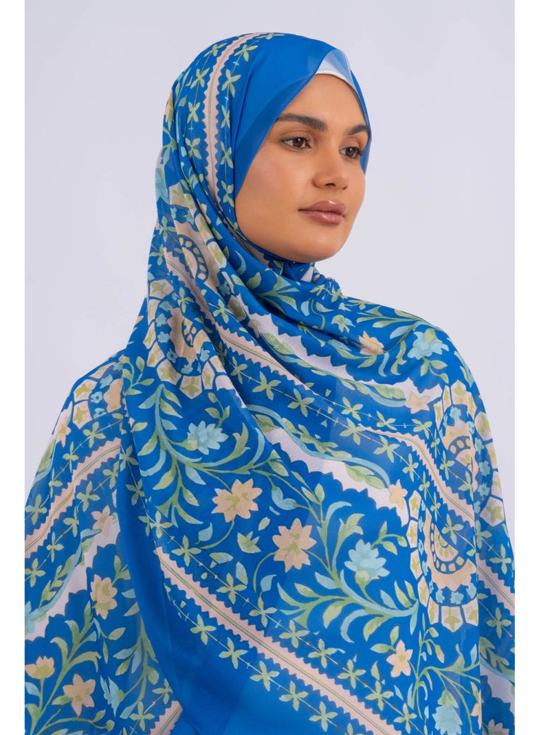 Alamki Women Hijab Oriental Vine Printed Chiffon - Image 3